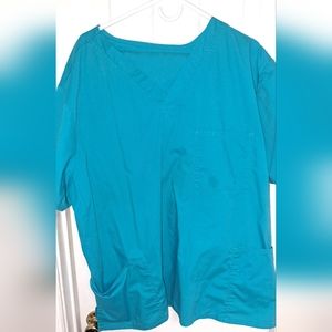 Mens Big and Tall Scrubs Set. Sky Blue Top 3x pants 2x